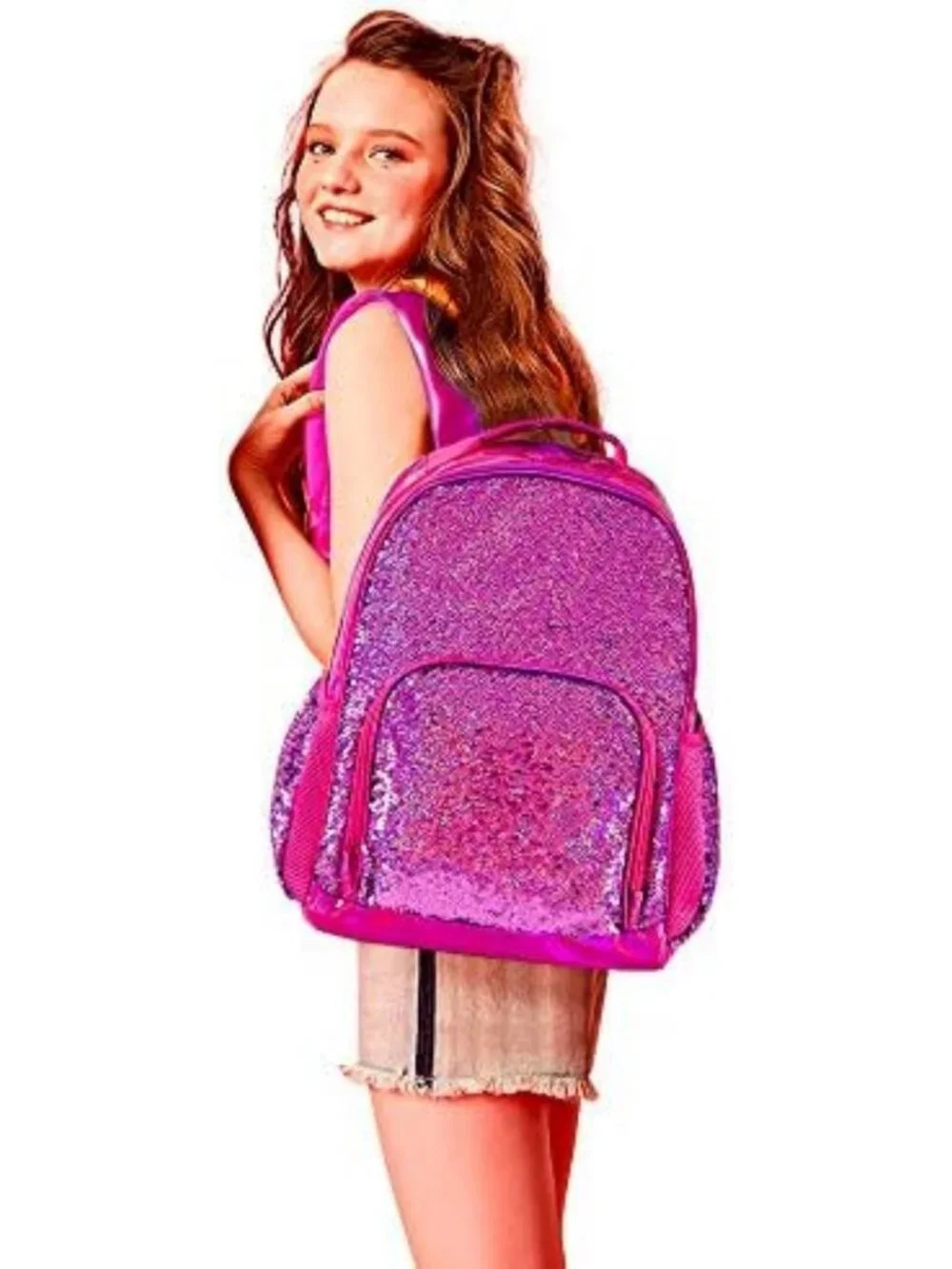 Holographic Sequin Backpack for Girls | Flip Sequin School Bookbag for Kids